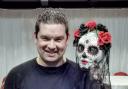 Film director Dean Midas, from Willington, County Durham, with his character Eve Valentine, who will feature in his latest horror short