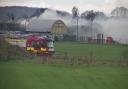 Firefighters at the former airfield in Sandhutton near Thirsk