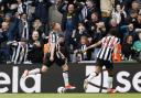 Harvey Barnes celebrates after scoring Newcastle United's winner