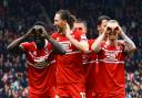 Middlesbrough's players celebrate after their opening goal against Sheffield Wednesday