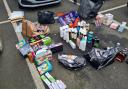The haul of suspected stolen goods found in a car on Thursday (April 11).