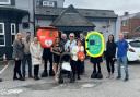 From L-R, Restaurant owners Rachel and Sash, the AAP, Sparky, Local residents, MP Mary Kelly Foy, Casey, Tom Sharples Rotary NE.
