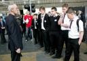 INFLUENTIAL VISITOR: The Bishop of Durham, the Right Reverend Justin Welby, speaks to some of the schoolchildren attending the event