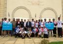 PEDAL POWER: Ride4Peace riders with supporters at Nasir Mosque, in Hartlepool, before they left for Ripon.