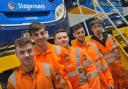 Engineered to succeed, Stagecoach North East's cohort of apprentices from 2014 (L to R) - Michael Cooper, Charlie Marshall, Aidan Thomas, Joe Cowell and Peter Billyard.