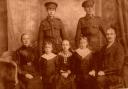 ANY INFORMATION: Lance Corporal John James Storey, of Shildon, back right, with his mother Isabella and stepfather George Sherwood, and his step-siblings in the front