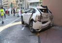 Linda Al-Seime's car after plunging from the car park in Abu Dhabi Picture: ABU DHABI POLICE