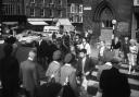 OVER THE ROAD: Hordes of shoppers crossing the Great North Road beneath Darlington Town Clock from Mike Neville's 1962 documentary.