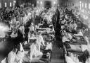 SICK WARD: Soldiers suffering from Spanish flu in a military hospital at the end of 1918