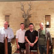 From Left, production team Adrian Holmes-Morris, with John McCartin, of the Park Head Country Hotel and Restaurant in Bishop Auckland, Dean Midas Maynard and Jason Redman