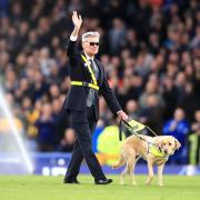 Dave Thomas on the pitch at Goodison Park before the Everton v Man City game.