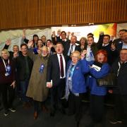General Election 2019: Darlington Constituency Count. Conservative Party candidate Peter Gibson after he is declared the winner with his supporters. Picture: CHRIS BOOTH