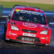 Cumbrian racer Frank Bird drives to victory in the Swift Signs & Shirts Christmas Stages Rally at Croft Circuit - his father, Paul, is a two-time winner of the same event, staged at the North Yorkshire circuit Picture: TONY TODD