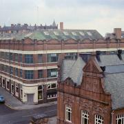The Echo offices from Peases Mill in the 1970s – look at the vibrantly coloured cars parked in Priestgate. Picture courtesy of Jeff Elvish
