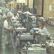 Cummins production line in the 1960s. Work began in 1963 on the £8.5 million plant with engine production commencing in 1965, and at that time the firm had more than 400 employees’ on site