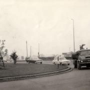 Going round the Scotch Corner roundabout in October 1963, with the hotel on the right