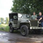 Philip Moore, right, of Boldon Camp Heritage Group with Stephen Carr and his Second World War jeep near the site in East Boldon