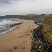 Macmillan Cancer Support commissioned the giant footprints on Cayton Bay
