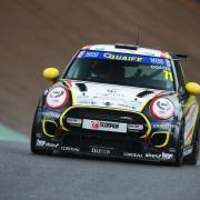 Max Coates on his way to pole position in the final event of the 2020 MINI CHALLENGE UK season at Brands Hatch Picture: JAKOB EBREY