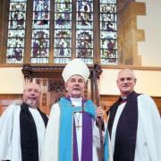LICENSING SERVICE: Bishop of Jarrow Mark Bryant, centre, with the Reverend Chris Elliott, left, and Archdeacon of Auckland Nick Barker