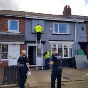 The house on Weatherhead Avenue, Middles-brough, being made secure following the tenant’s eviction