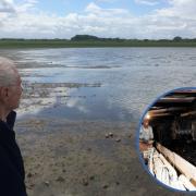Farmer Roger Raimes surveys the lake which has appeared in a field at Acaster Malbis, near York, with (inset) Alan Senior, pictured in the final days of Stillingfleet Mine in the early 2000s