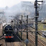 BACK HOME: The Tornado travels north out of Darlington station on Saturday