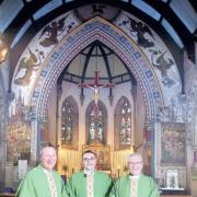HIGH CHURCH: From left – Father Ray Burr, Father Ian Grieves and Father John Payne, priests at St James the Great
