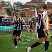 Rob Ramshaw celebrates scoring for Spennymoor Town against Southport. PICTURE: DAVID NELSON.