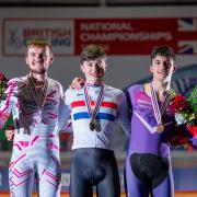 Ben Hetherington (left) won a silver medal in the MC3 3k category at the National Track Championships. Picture: SWPix