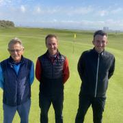 Seaton Carew's new professional team - pro shop assistant Andy Stubbings , head professional Martyn Stubbings and teaching professional James Maw