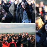  1,369 people dressed as vampires gathered at Whitby Abbey where they broke a world record  Pictures: PA