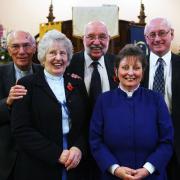 ANNIVERSARY GATHERING: From left, the minister and former ministers of Howden-le-Wear Methodist Church, from left, Bill Middlemiss, Eileen Appleyard, Dr Alan Powers, current minister Ann Sheperdson, and Tom Wilkinson.