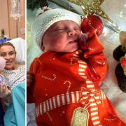 Ada-Lou Richardson, who was born on Christmas Day 2022, with dad Stephen Richardson and mum Megan McLean.