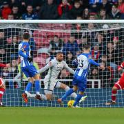 Pascal Gross slots home Brighton's opening goal at the Riverside