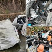The rubbish dump, which contains business printing materials, was found in a farm entrance on the B6275 road Piercebridge, near the A68, on Wednesday, January 11.