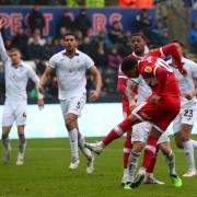Cameron Archer heads home Middlesbrough's second goal in their 3-1 win over Swansea City