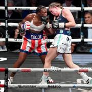 Claressa Shields (left) is struck by Savannah Marshall in the Undisputed World Middleweight Titles bout at The O2, London. Picture date: Saturday October 15, 2022