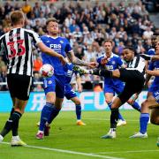 Callum Wilson hits the post during Newcastle United's goalless draw with Leicester City