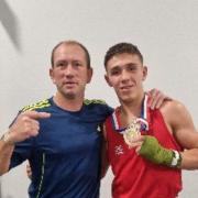 Darlington boxer Josh Babb, right, with trainer Argie Ward