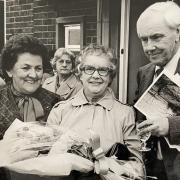 A retirement celebration for Dr Patrick Skehan, right, and his wife, Rosaline, left, in 1982 with their long-standing receptionist Mary Montgomery, from Kelloe, in the centre