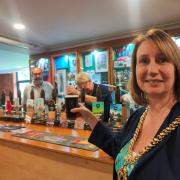 First pint pulled at the 41st Durham Beer Festival for the city's Mayor, councillor Lesley Mavin