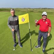 Carl Mason and Barry 'Badger' Parkes on the Mashie hole at Seaton Carew Golf Club, where they both achieved a hole in one
