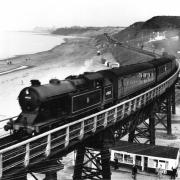 East Row viaduct in 1955 with Whitby in the distance
