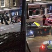 Armed police could be seen attending the scene on Market Place in Thirsk at around 9:30pm last night Credit: BENN GARRICK, RACHEL SHEPHERD