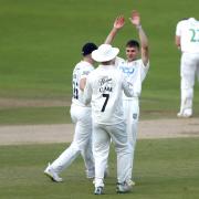 Jonny Bushnell after taking a wicket on the final day of Durham's win over Leicestershire