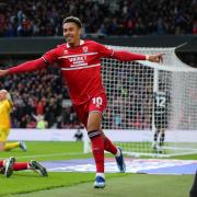 Morgan Rogers celebrates after his winner for Middlesbrough
