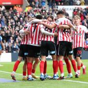 Sunderland's players celebrate during their 3-1 win over Birmingham