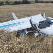 This is the wreckage of a plane which crashed into the ground after stalling on take-off at a County Durham airfield.