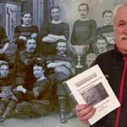 Historian and writer Keith Grigson with the booklet commemorating the 150 year history of Sunderland Rugby Football Club